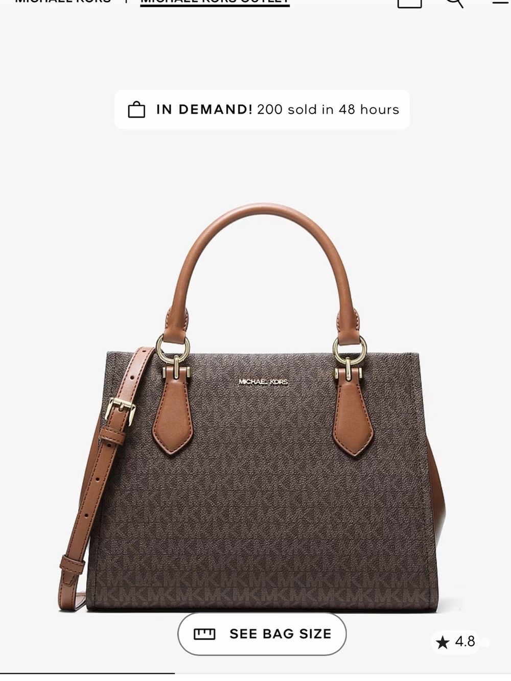 Michael Kors Medium Marilyn Satchel in signature Brown/Acorn with gold hardware
